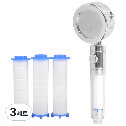 미리내 3단 온오프 수압상승 정수 필터 샤워기헤드 + 세디먼트 필터 3p, 3세트