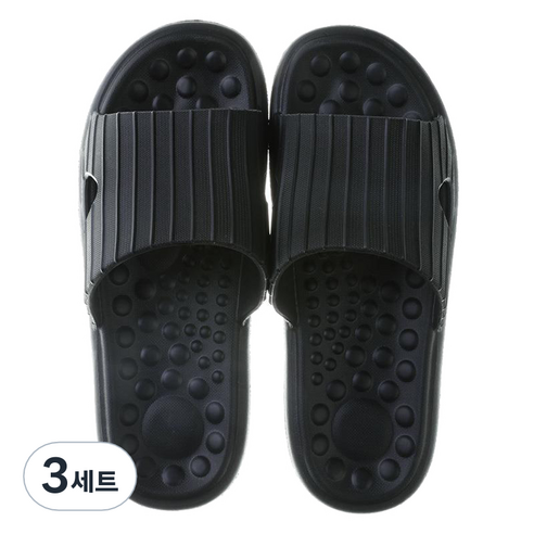 언헤브 부드러운 경량 지압 슬리퍼 250, 06 블랙, 3세트