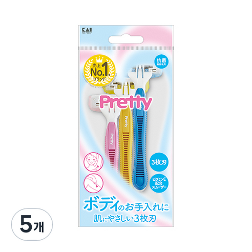 카이 프리티 3중날 바디 여성용면도기, 3개입, 5개