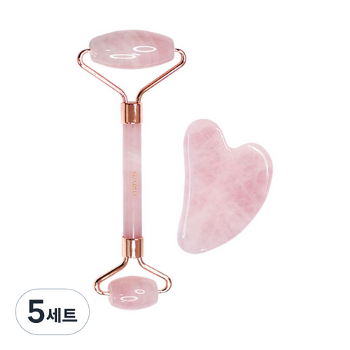 스킨올리 로즈쿼츠 페이스롤러 + 하트 괄사, 5세트, 혼합색상