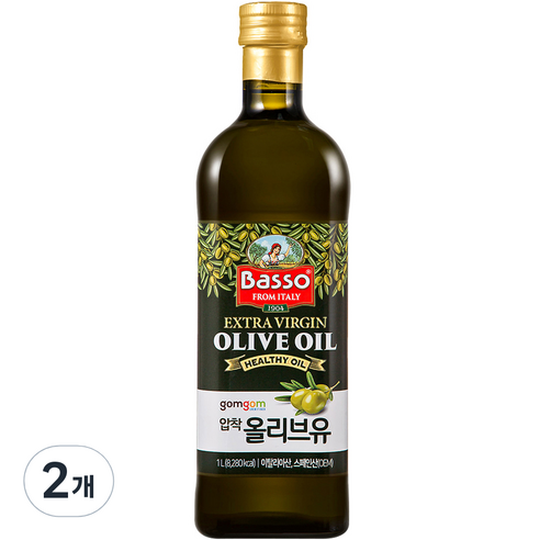 곰곰 바쏘 엑스트라버진 올리브오일, 1L, 2개