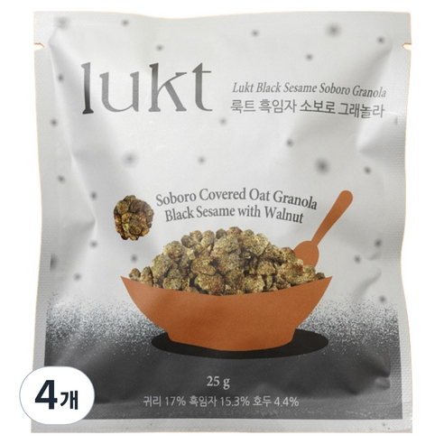 LUKT 흑임자 소보로 그래놀라, 25g, 4개