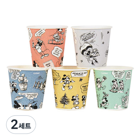 릴팡 미키 코믹 홈파티 종이컵 184ml x 200p 세트 랜덤발송, 2세트