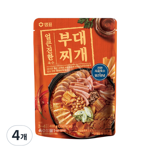 샘표 얼큰진한 부대찌개 육수, 400g, 4개