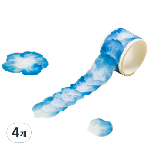 푸트로랩 콜라주 꽃잎 쌓인 테이프 30 x 30 mm 80p, 파란색, 4개
