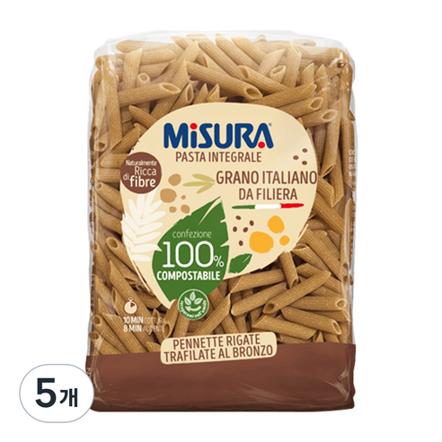 MISURA 통밀 펜네떼 파스타, 500g, 5개