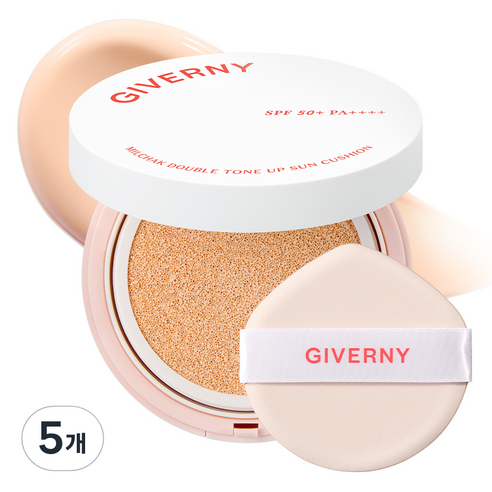 지베르니 밀착 더블 톤업 클리어 선쿠션 아이보리 SPF50+ PA++++, 25g, 5개