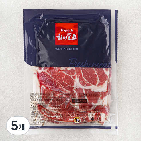 하이포크 한돈 목심 구이용 (냉장), 500g, 5개