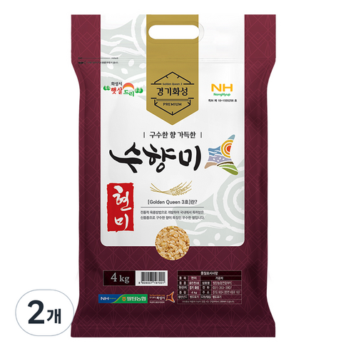 햇살드리 수향미 팔탄농협 현미, 4kg, 2개