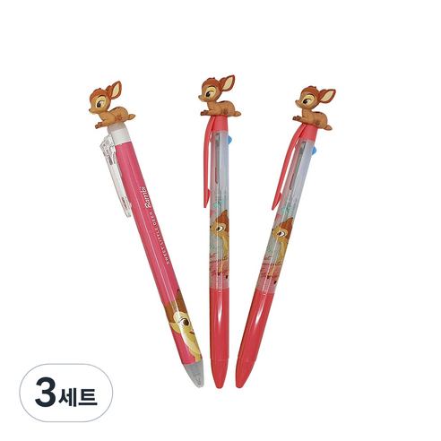 디즈니 밤비 사슴 캐릭터 마스코트 볼펜 3p B타입 세트, 혼합색상, 3세트