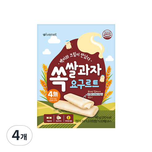 아이배냇 유아용 쏙쌀과자 40g, 요구르트맛, 4개