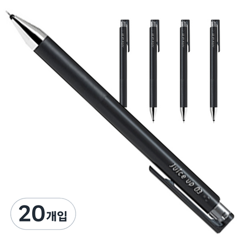 파이롯트 쥬스업 젤잉크 중성 노크펜 0.3mm, 블랙, 20개