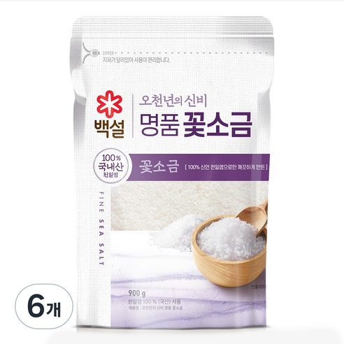 백설 오천년의 신비 명품 꽃소금, 900g, 6개