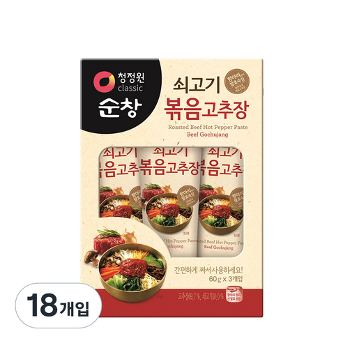 청정원순창 쇠고기 볶음 고추장, 60g, 18개