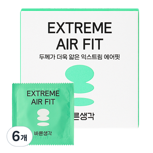 바른생각 익스트림 에어핏 일반형 콘돔, 3개입, 6개