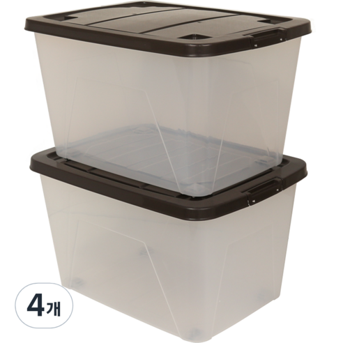 올유리빙 플라스틱 리빙박스 60L, 브라운, 4개