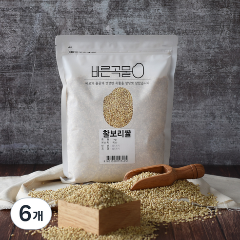 바른곡물 국산 찰보리쌀, 1kg, 6개
