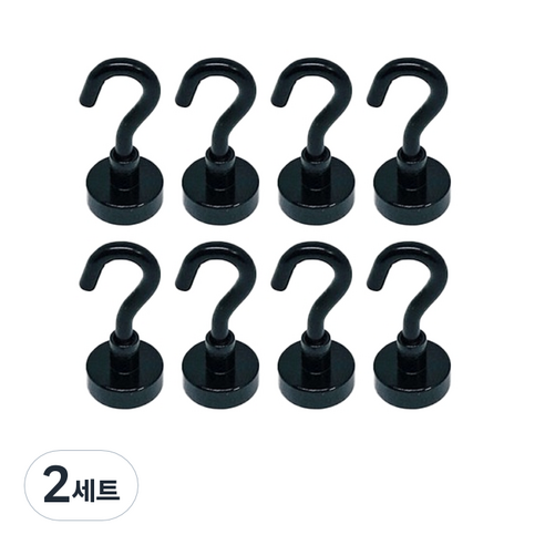 뉴비스타 고리자석 16mm 8p + 보호스티커, 블랙, 2세트