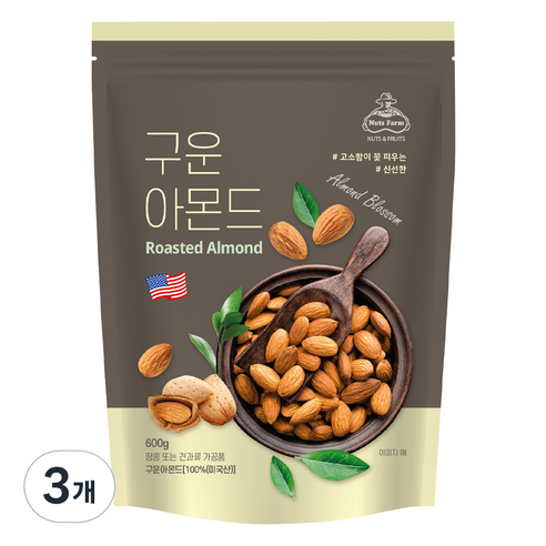넛츠팜 구운 아몬드, 600g, 3개
