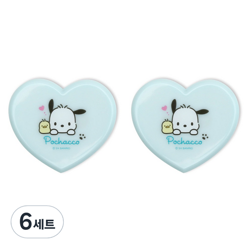 케이제이잡화점 하트 빗 + 거울 세트, 포차코 민트, 6세트
