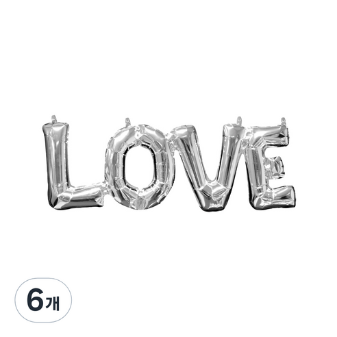 릴리드레스 대문자 LOVE 은박풍선 LPRP10, 실버, 6개