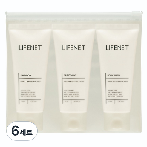 라이프넷 여행용 헤어바디 3종 트래블 키트 + 미니 파우치 세트, 6세트