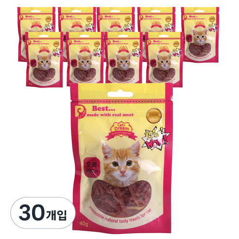 캣몽 고양이용 간식 오리슬라이스 오리 40g, 오리고기맛, 30개