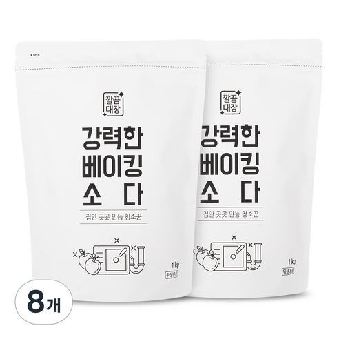 깔끔대장 강력한 베이킹소다 리필, 1kg, 8개