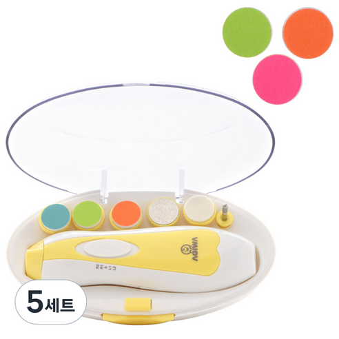아기와 유아 전동 손톱정리 네일트리머 6종 세트 + 리필 3종, 혼합 색상, 5세트