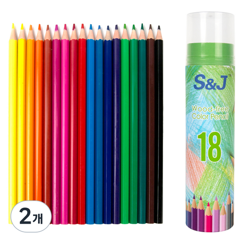 온비유 프리미엄 드로잉 색연필 17.5cm, 18색, 2개