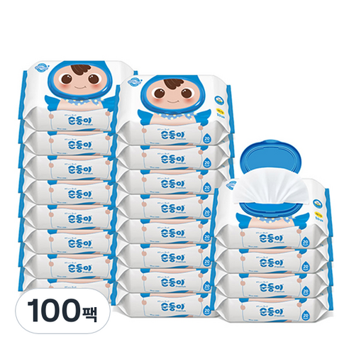 순둥이 프리미엄 무향 휴대 아기물티슈 캡형, 20매, 100팩