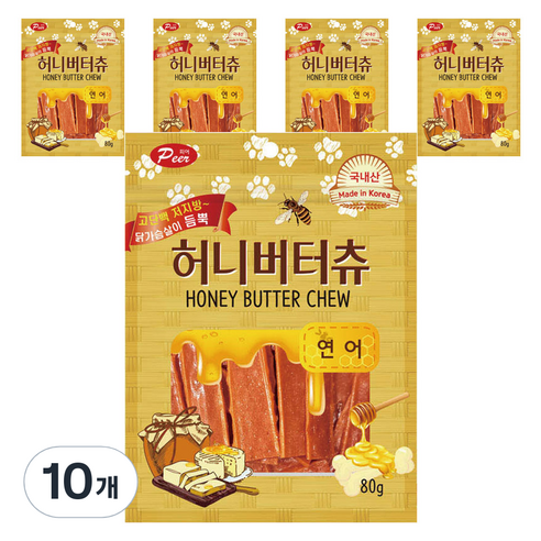 피어 강아지 허니버터츄 연어 져키, 80g, 10개