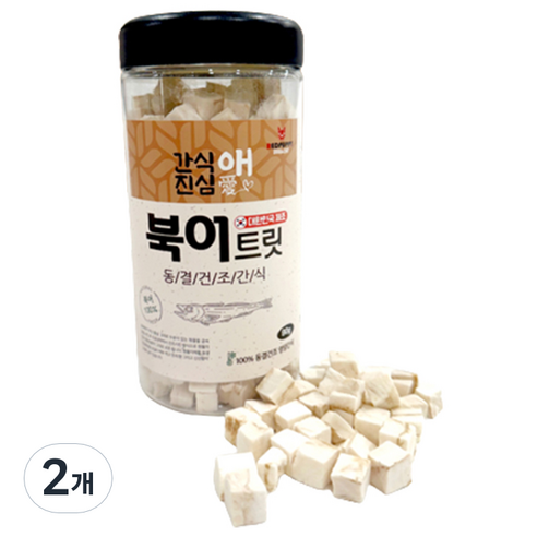 레드퍼피 반려동물 간식애진심 트릿 동결건조 통간식, 북어맛, 90g, 2개