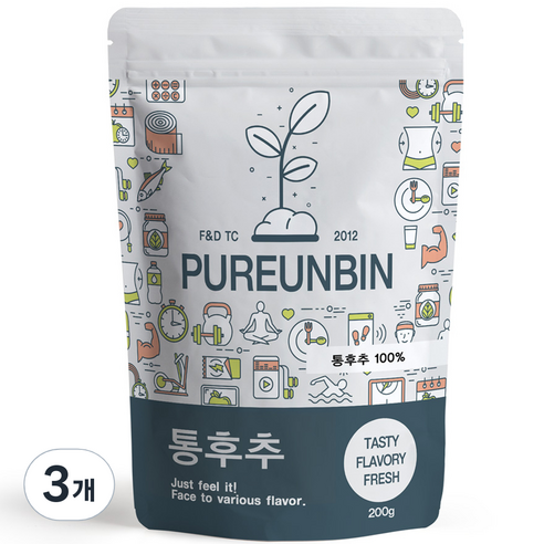 푸른빈 통 흑후추, 200g, 3개