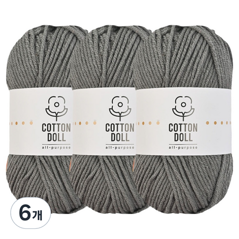 니뜨 코튼돌 뜨개실 50g, 6개, 21진그레이