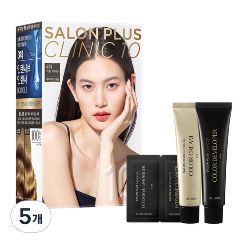 미쟝센 살롱 PLUS CLINIC 10 염색제, 4 차콜 브라운, 5개