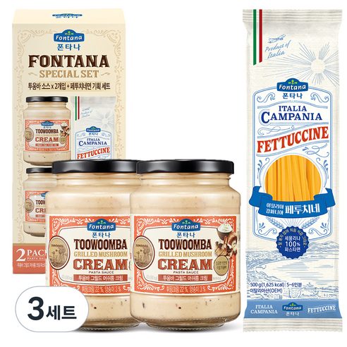 폰타나 투움바 그릴드 머쉬룸 크림 파스타소스 430g x 2p + 페투치네면 500g, 3세트