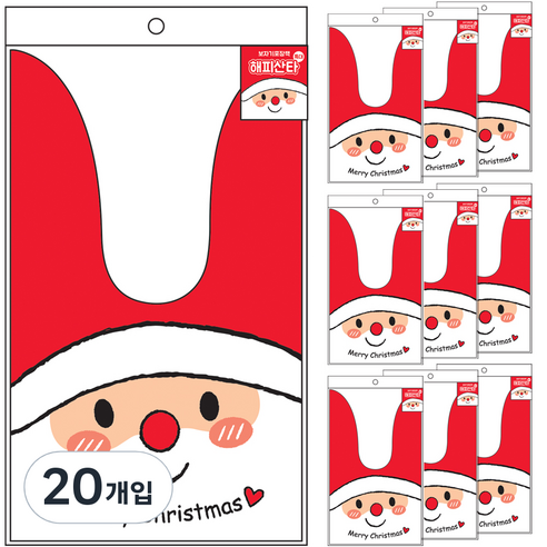 포포팬시 크리스마스 보자기 포장 봉투 특대 3p, 해피산타, 20개입