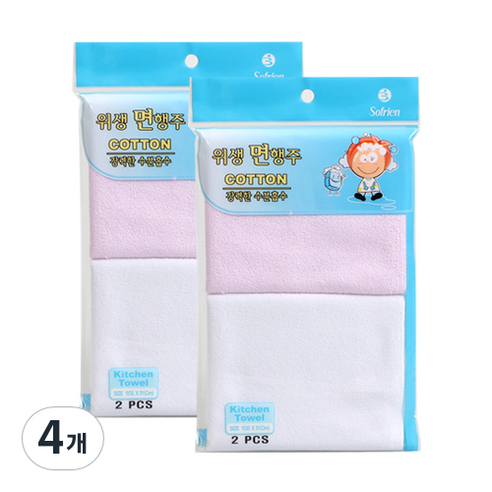 소프렌 고급 면행주 2p x 2개, 4개