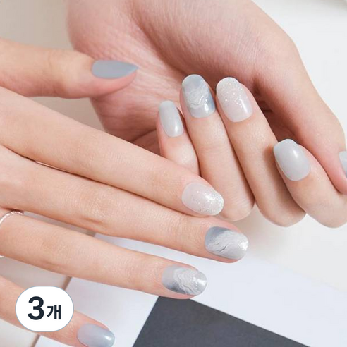 데싱디바 글레이즈 네일 스티커, 페블 그레이, 3개