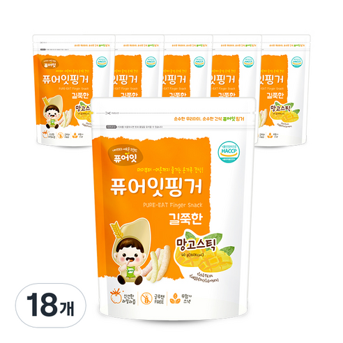 퓨어잇 핑거 길쭉한 망고스틱, 망고, 30g, 18개