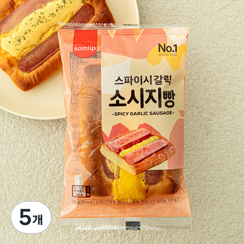 삼립 스파이시 갈릭 소시지빵, 85g, 5개, 1개입