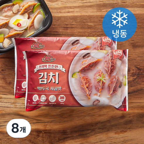 굿푸드 한끼딱 든든한 김치 떡만두국 사골맛 (냉동), 194g, 8개