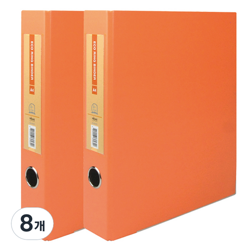 마이다스 D링 바인더 파일 명찰형 5cm 3공 A4, 주황색, 8개