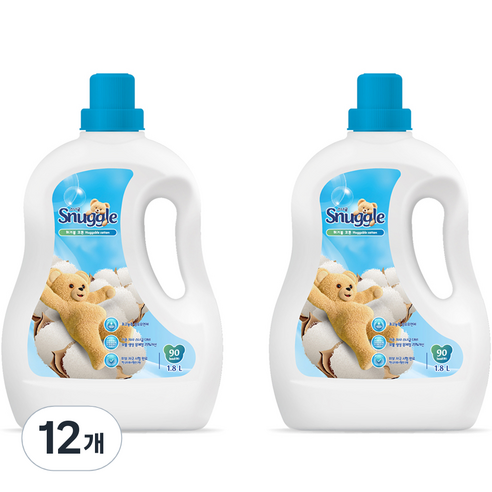 스너글 초고농축 섬유유연제 허거블 코튼 본품, 1.8L, 12개