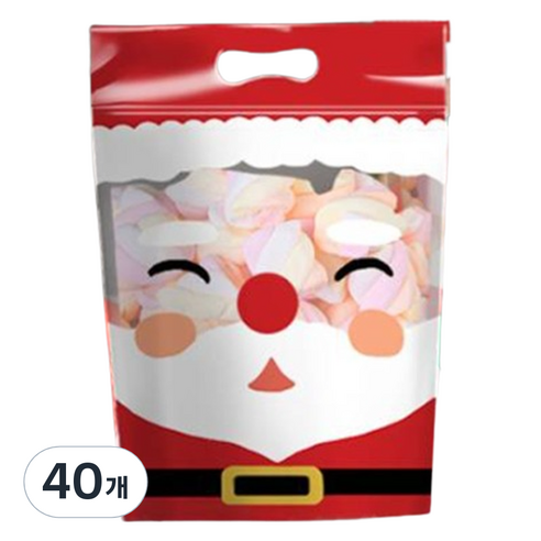 세븐집 빨간코 눈사람 손잡이 지퍼백, 산타, 40개