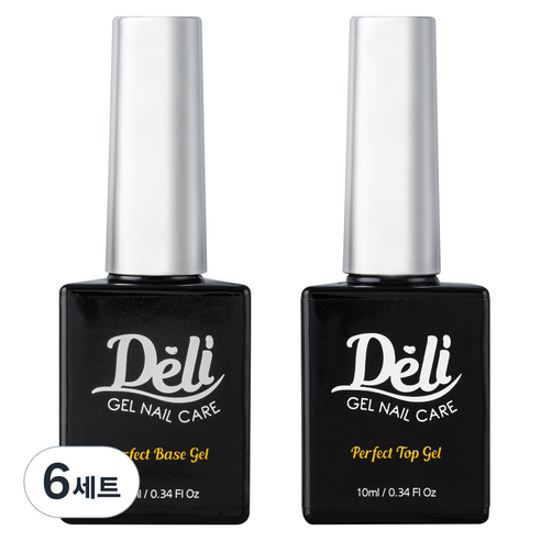 델리뷰티 퍼펙트 베이스 젤 10ml + 퍼펙트 탑젤 10ml 세트, 혼합색상, 6개