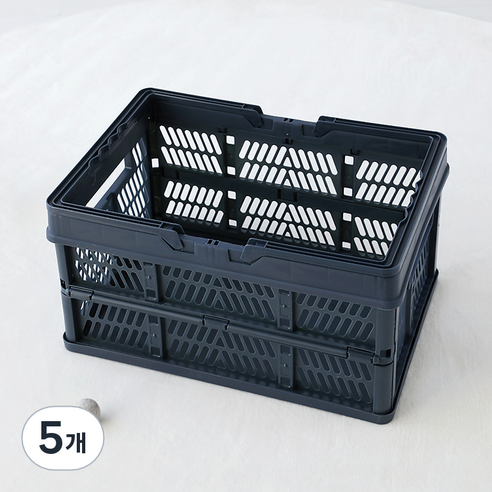 마켓비 KONTINO 폴딩바스켓, 원톤네이비, 33L, 5개