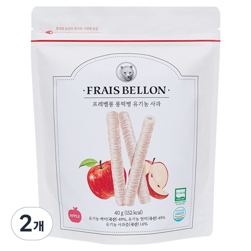 프레벨롱 롱떡뻥, 40g, 2개, 유기농 사과