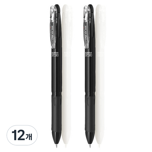 제브라 클립온 슬림 소프트 3C 3색펜 0.7mm, 블랙, 12개